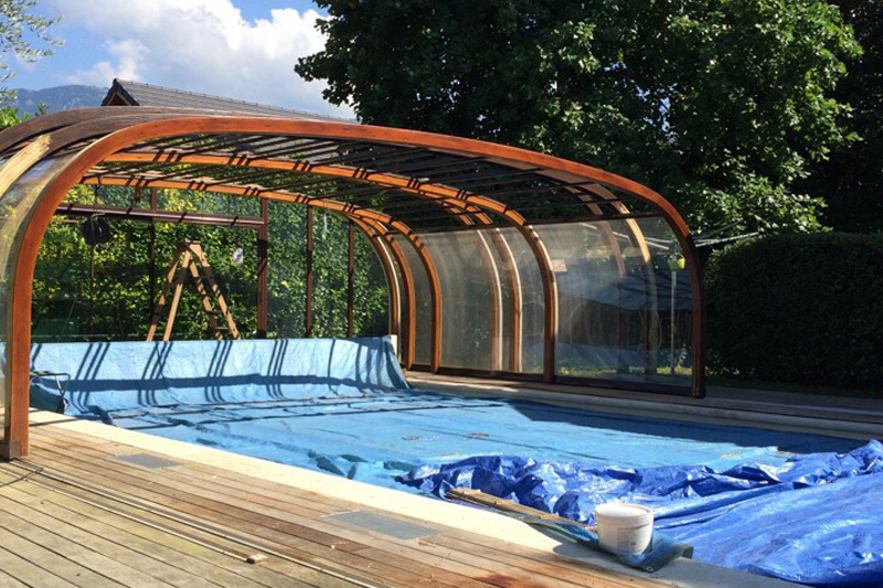 photo installation abris piscine AD pisc'indoor
